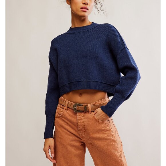 Free People Sweaters - FREE PEOPLE Easy Street Crop Pullover / Navy